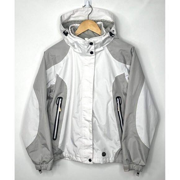 Wetskins Rain Jacket Womens Hooded Waterproof Full Zip Drawstrings White Size S - Picture 1 of 16